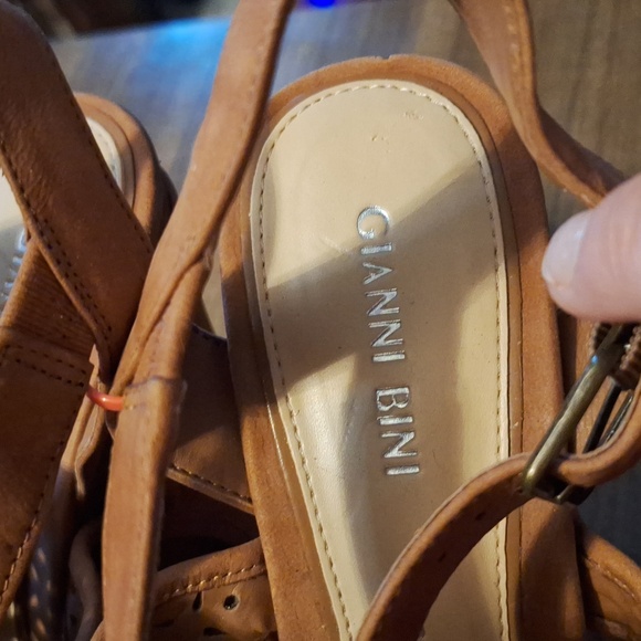 Women's GIANNI BINI WEDGE OPEN TOE SHOES 5" HIGH - Picture 3 of 6